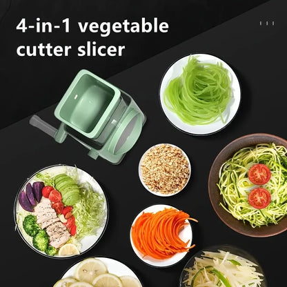 1 Set 3-in-1 Rotating Vegetable Cutter with Crank Handle Manual Garlic Shredder Multifunction Vegetable Slicer Kitchen Accessories Vegetable Grater Chopper Round Cutter