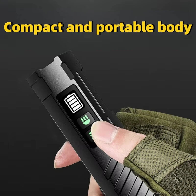 BIKIGHT LY-908 Multifunctional Aluminum Alloy Flashlight with RGB Side Lights Red LEP Pointer 3000mAh Magnetic Tail Type-C Rechargeable Smart Display for Outdoor Camping Emergency Lamps