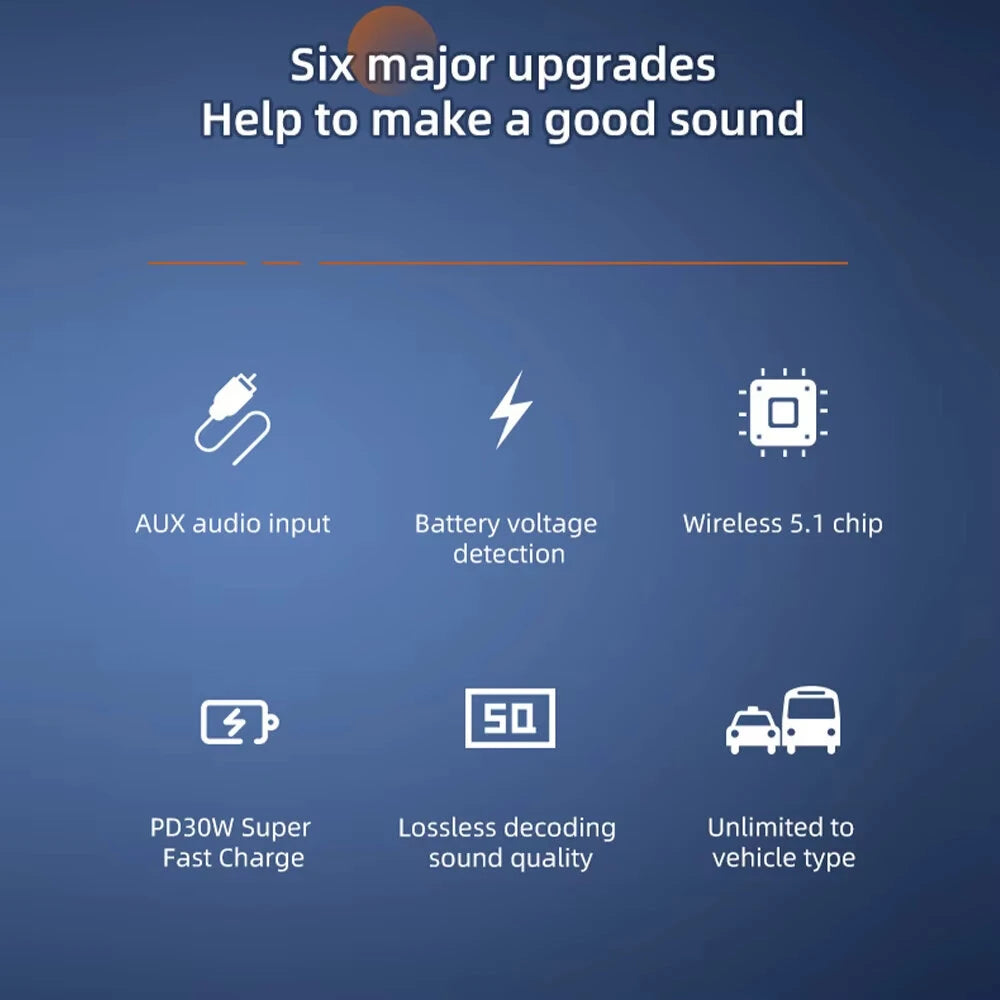 Car bluetooth Receiver USB PD30W Fast Charging Digital Display Car Mobile Phone Adapter FM Transmiter with LED Display