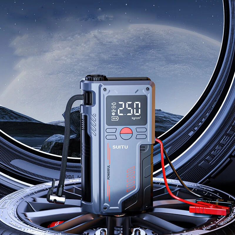 SUITU Jump Starter with Air Compressor Car Emergency Starting Power Supply 150PSI Car Air Pump All-In-One Machine Fast Inflation with LED Lighting