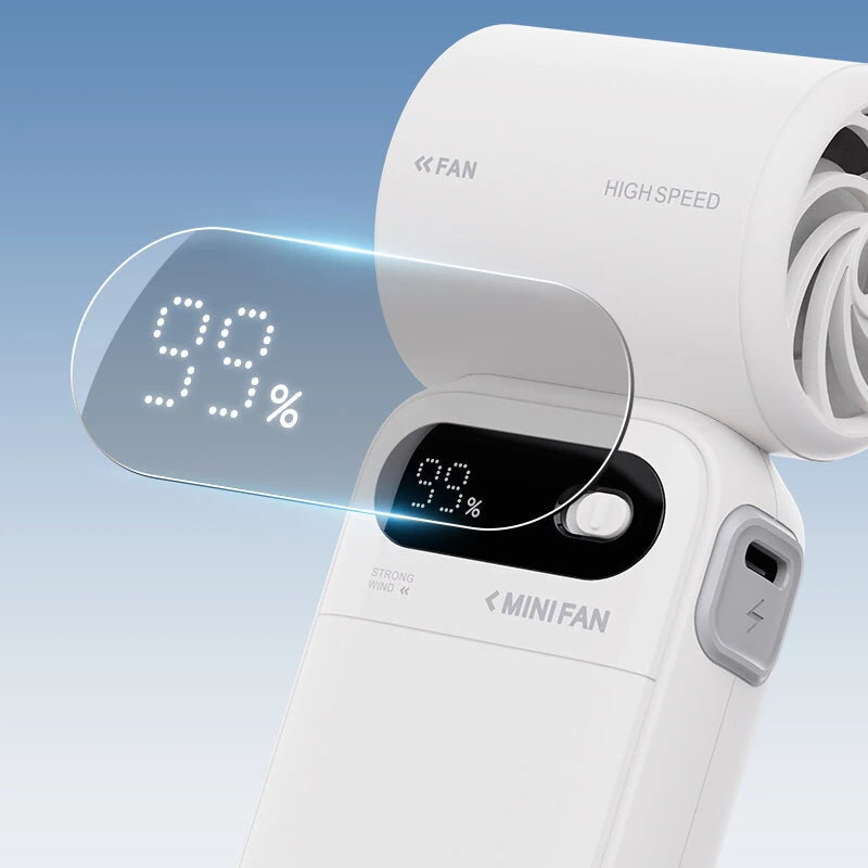 5-blade 100 Speed Handheld Turbine Electric Fan High Speed Outdoor Cooling High Wind Power Turbo Fan Small Fan Portable Smart Display Mini Fan