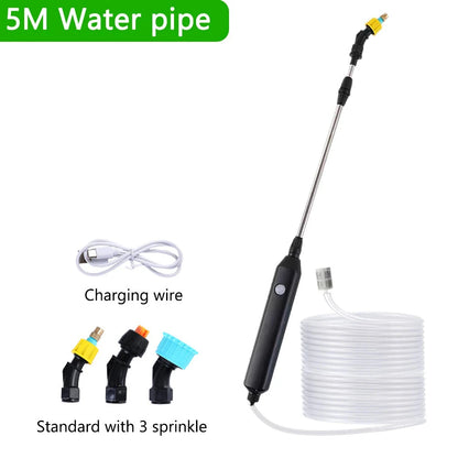 Portable Electric Garden Sprayer 2400mAh Spray Wand Gardening Sprayer Irrigation Tool USB Rechargeable Telescopic Handle with 3 Nozzles for Yard Plant