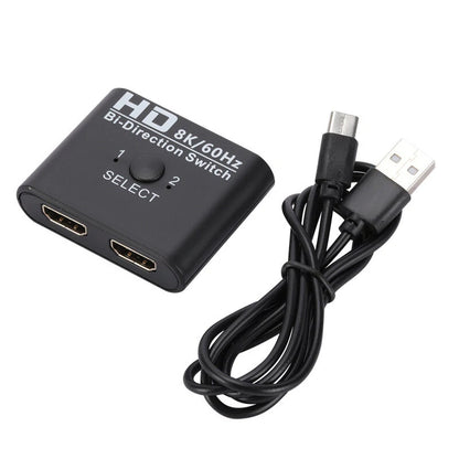 8K@60Hz Bi-Direction HDMI-Compatible Switch Splitter 12/21 HDMI-Compatible Switcher 2 in 1 Out/1 in 2 Out Switcher Adapter for PS4/3 TV Box