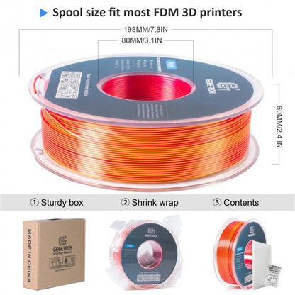[EU/UK Direct]Geeetech Silk PLA 3D Printer Filament 1.75mm 1kg Dual Colors No Clogs No Bubbles High Gloss Wide Compatibility