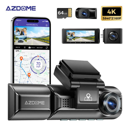 AZDOME Dash Cam M550 Max 4K+1K+2K Built-in GPS WiFi Car Dash Camera Front Inside Rear 3 Way IR Night Vision Car DVR Support Rear Cam