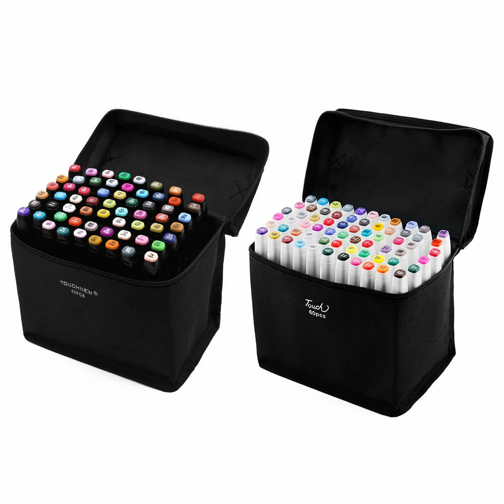 60 Colors Marker Pen Set Graphic Art Twin Broad Fine Point Oil Marker Watercolor Pen Painting Brush for Student