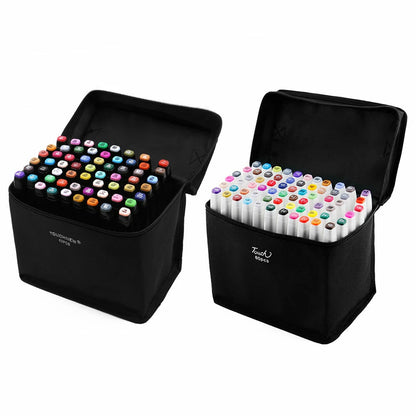 60 Colors Marker Pen Set Graphic Art Twin Broad Fine Point Oil Marker Watercolor Pen Painting Brush for Student