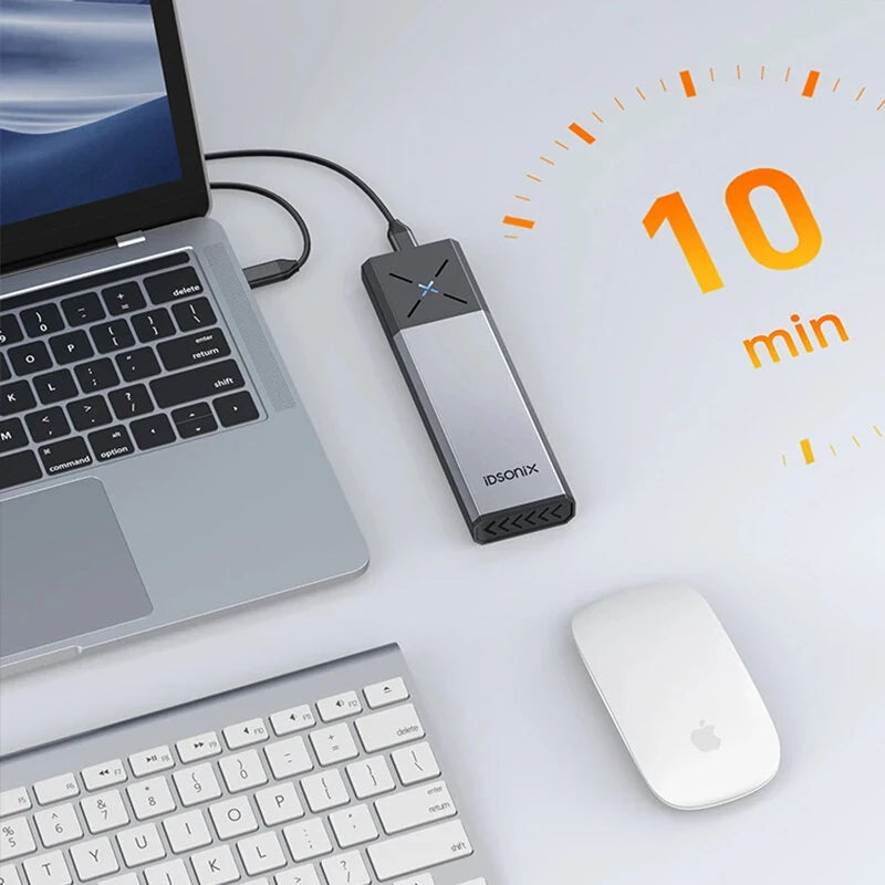 IDSONIX M.2 NVMe SATA Enclosure Dual Protocol USB 3.2 Gen 2 10Gbps 4TB Support UASP Tool-Free Heat Dissipation SSD Case