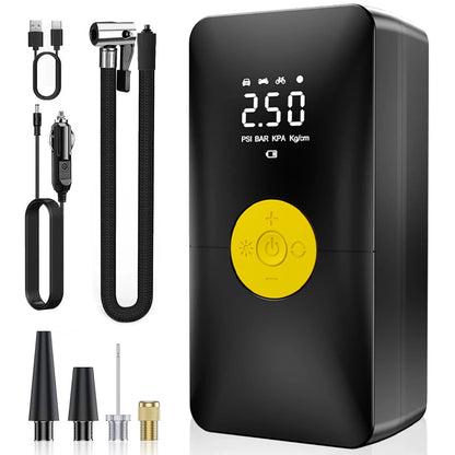 150psi Cordless Electric Air Pump 4000mAh Tire Inflator Portable Air Compressor LCD Digital Display with LED Light for Car Bike Motorcycle Ball