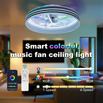 [EU Direct] Elfeland 50CM 93W LED Smart Ceiling Fan Light With 6 Wind Speeds Dimmable CCT 2700K~6500K Music Sync RGB Music Ceiling Lamp Fan APP & Remote Control