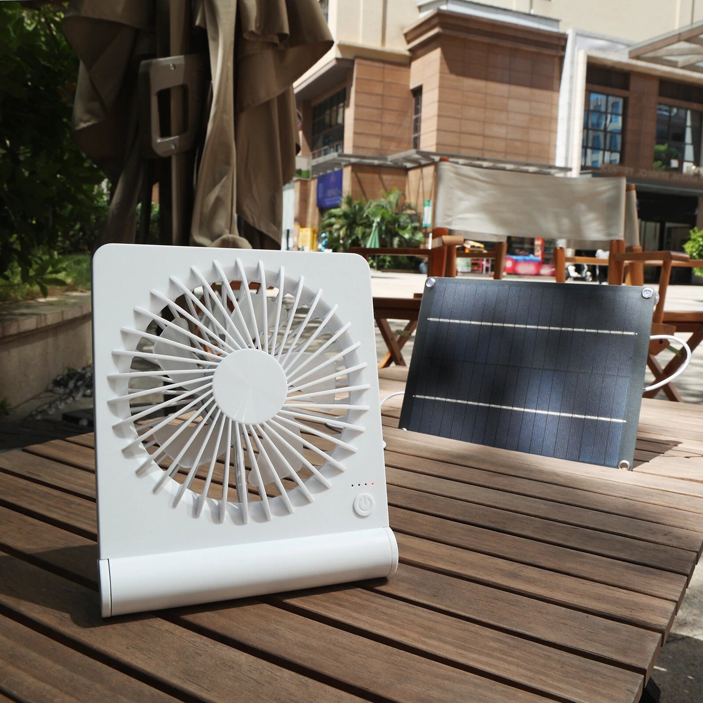 3 Speeds 5V 6W Portable Rechargeable Fan Battery Operated Fan Solar Panel Powered For Household Camping Travel Outdoor