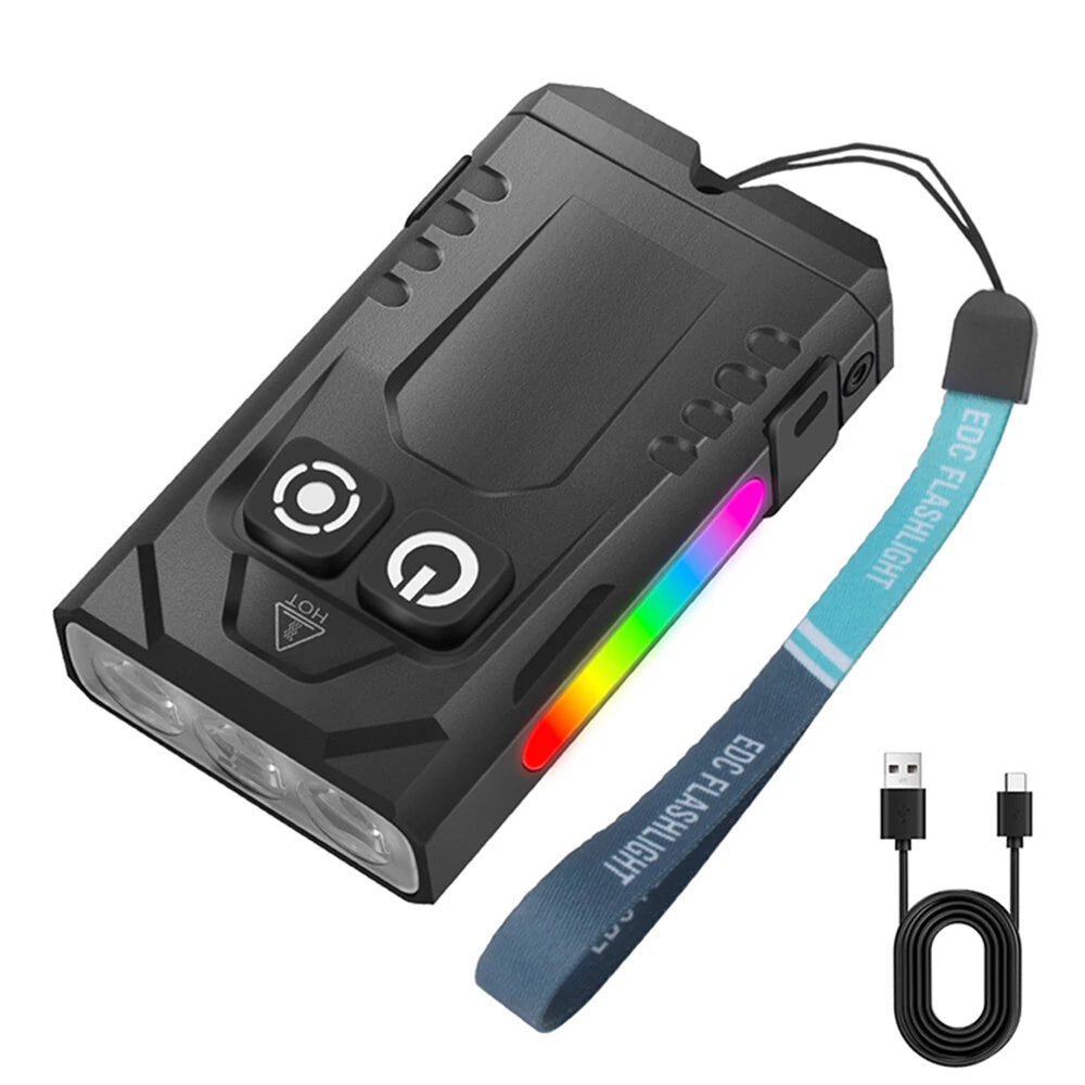 Dual Core LED Flashlight Waterproof Lightweight Rechargeable Outdoor Camping Strong Light Long-range Portable Keychain Light