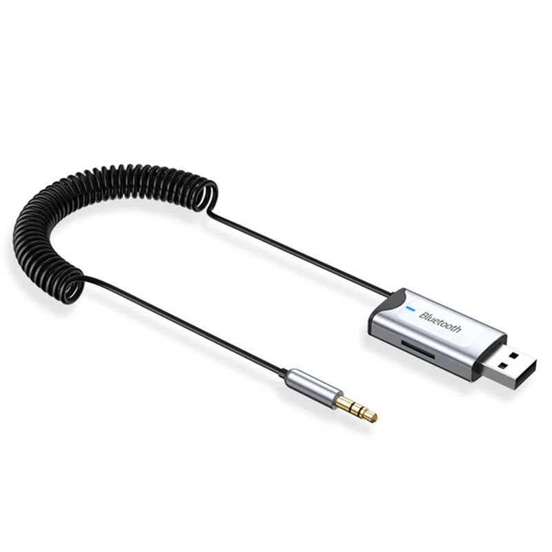 MnnWuu AUX USB bluetooth 5.3 Music Receiver Adapter Dongle 3.5mm Jack SBC AAC Audio CVC Noise Cancelling Hands-free Call with Microphone Support TF Card