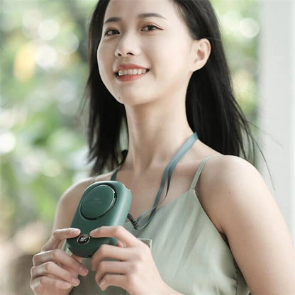 Mini Hanging Neck Fan Portable Sports Bladeless Fan USB Rechargeable Hanging Waist 3 Speed Adjustable Power Display Small Fan