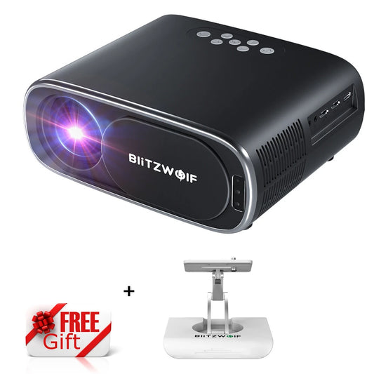BlitzWolfBW-V4 1080P Projector 5G-WIFI Mirroring Wireless Auto Focus Auto Keystone Correction Lens Protection Automatic Slide Smart Cinema Home Theater Outdoor Movie EU Plug