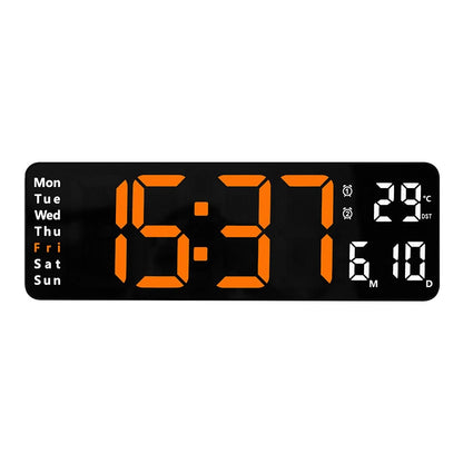 AGSIVO 13 Inch Digital Wall Clock Large LED Display with Remote Control / Automatic Brightness / Indoor Temperature / Date / Week / 12/24H For Home Office Classroom