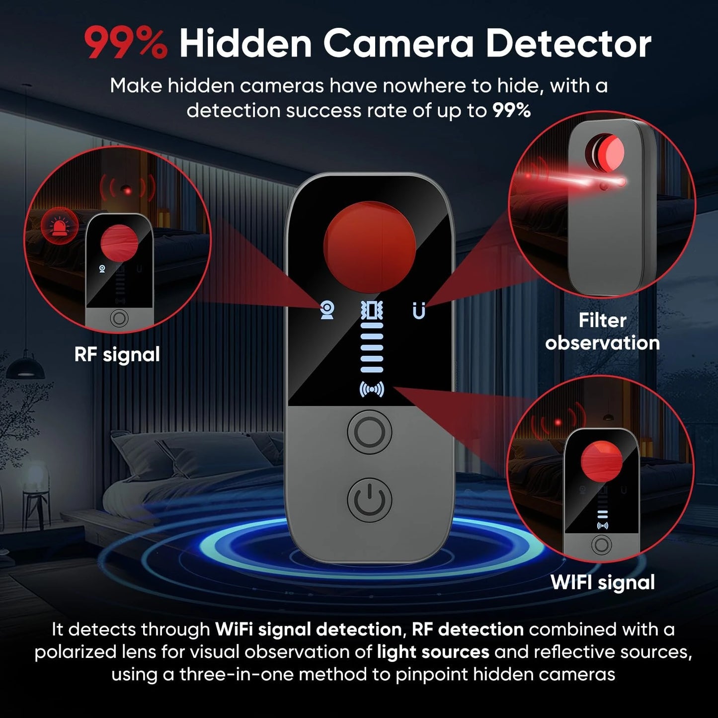 Hide camera Detectors Camera Finder GPS Tracker Detector Camera Detector Wireless Detector for Travel HotelHome Bathroom Car