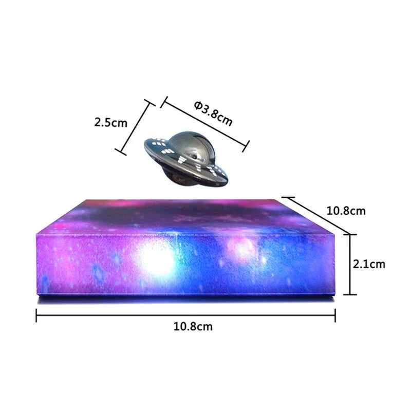 Magnetic Levitating UFO Ambient Lamp with RGB Galaxy Base & Touch Control Floating Rotating Desk Night Light for Home Office