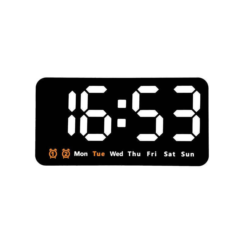 Large Display Led Digital Wall Clock Brightness Adjustable Voice Control Display Temperature Desktop Alarm Clock