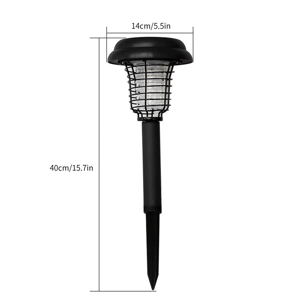 Elfeland Solar Powered Mosquito Killer Lawn Light Outdoor Zapper IP65 Waterproof UV Attraction & Electric Grid for Garden