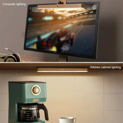 Cordless Mirror Front Light USB LED Night Light Makeup Light Wooden LED Night Light USB Magnetic Mirror Fill Light Touch Wall Lamp Kitchen Cabinet Light Bedside Lamps