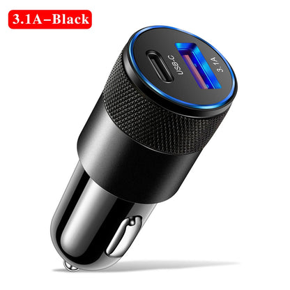 200W Dual USB Car Charger Fast Charging for iPhone QC3.0 Mini USB Car Phone Charger for Xiaomi for Samsung Huawei Honor
