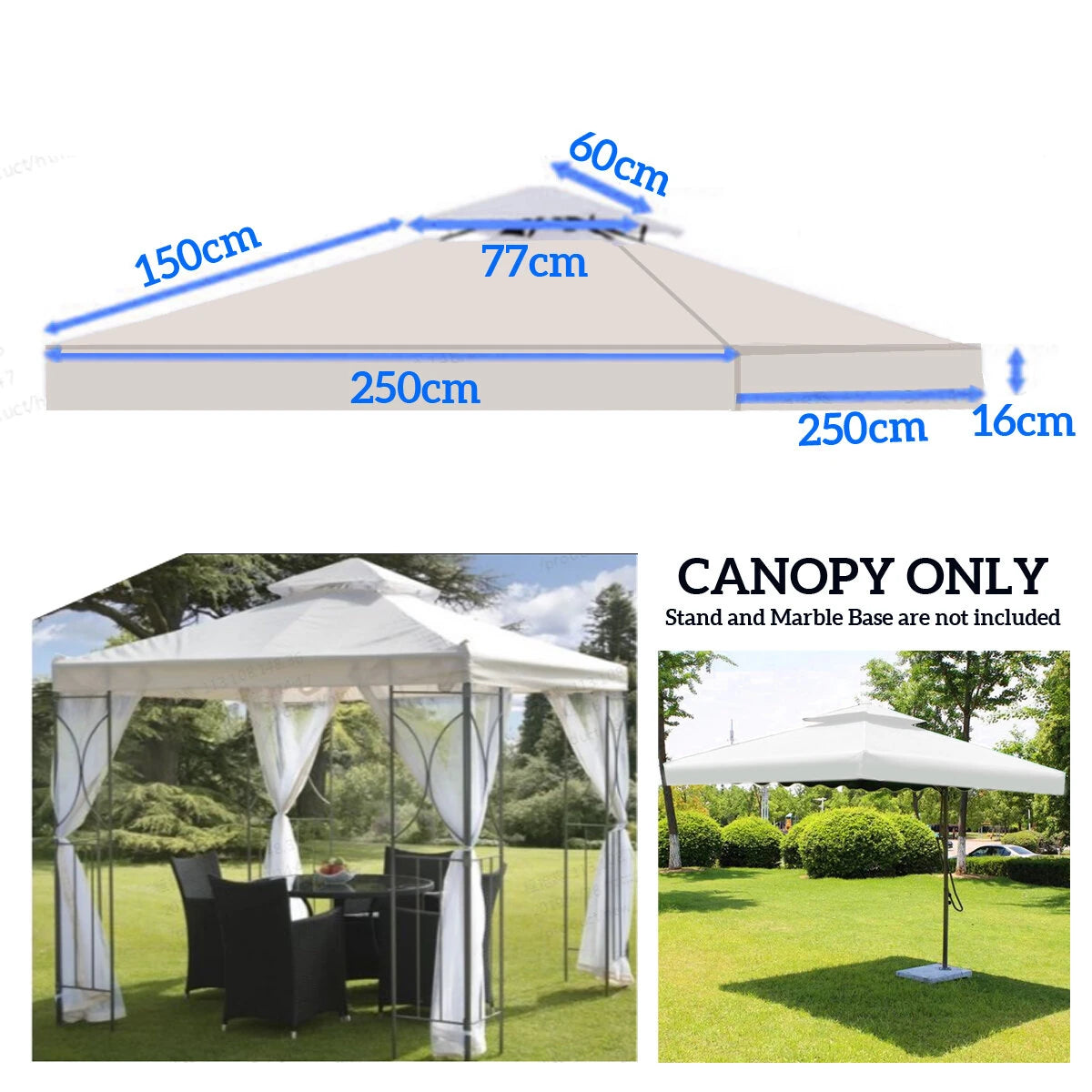 Canopy UV-Resistant Sunshade Cover For Suntime Polenza Patio Gazebo Sunshade Net