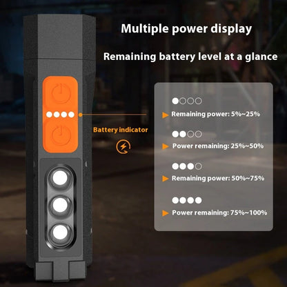 2000LM High Brightness Outdoor LED Flashlight with Sidelight Multi Light Source Strong Light Long-Range Emergency Charging Treasure Home Work Lighting Portable LED Torch