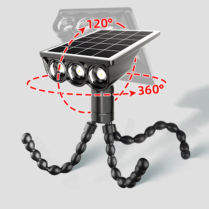 Elfeland Solar Octopus Spotlight With 3 Flexible Tentacles for Wrapping 360 Rotatable Head IP44 Waterproof for Garden Camping Decor