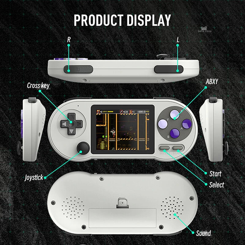 DATA FROG SF2000 Classic Retro Portable Mini S7 Game Console with Joystick 3 inch IPS Handheld Game Console Player Built-in 6000 Games Retro Games Support AV Output