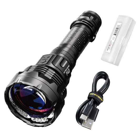 Nitecore P40 Long-Range LEP Flashlight 2000 Lumens 3171 Yards Beam Distance USB-C Rechargeable Spotlight & Floodlight Waterproof Tactical Flashlight for Search & Rescue, Outdoor, Camping