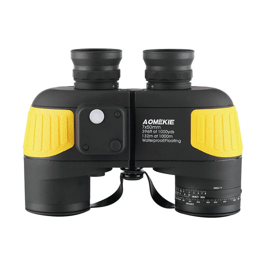 [EU Direct] AOMEKIE Binoculars for Adults 7X50 Marine Binoculars Waterproof with Illuminated Rangefinder Compass Prism Lens IPX7 Binoculars for Boating Military Navigation Fishing Water Sports AO3002