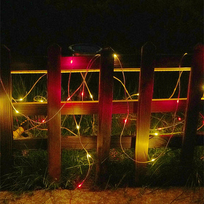 Elfeland LED Solar Lawn Lights with Built-in 8m LED Light String Waterproof Outdoor Pathway Patio Backyard Villa Garden Decoration Light