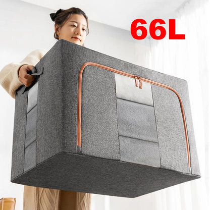 HONEIER 66L Storage Bags Clothes Organizer Storage Containers with Durable Handles Thick Fabric for Clothing Blanket Comforters Bed Sheets Pillows