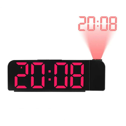 Versatile Colorful LED Digital Alarm Clock with 180 Degree Projection Adjustable Brightness /Indoor Temperature Dual Power Source Large Screen 12/24H For Home Office Classroom
