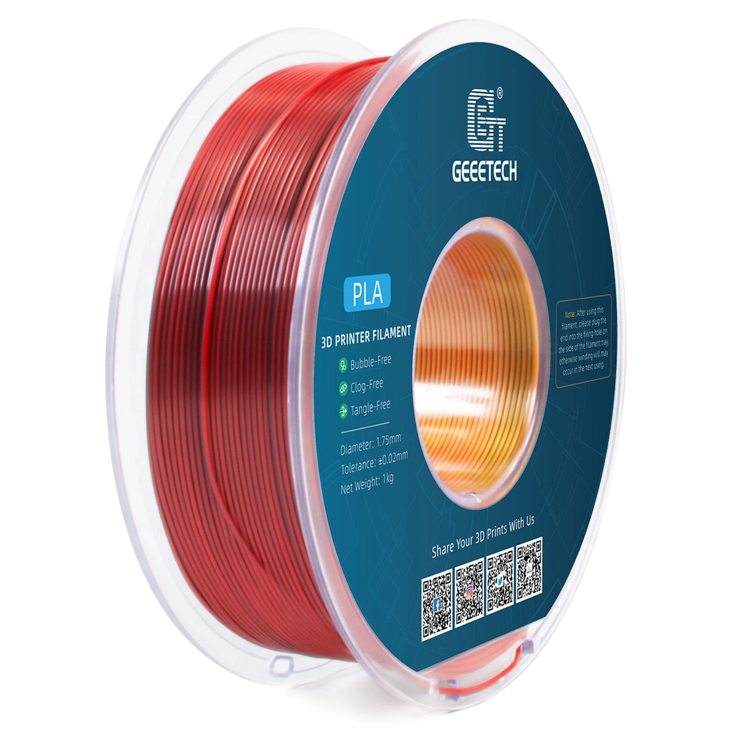 [EU/UK Direct]Geeetech Silk Tri-Color PLA 3D Printer Filaments 1.75mm 1kg/roll High Compatibility No Warping Multicolor Filament Strong Layer Adhesion for Printing