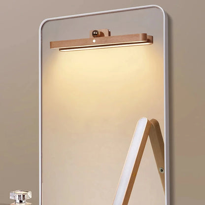 Cordless Mirror Front Light USB LED Night Light Makeup Light Wooden LED Night Light USB Magnetic Mirror Fill Light Touch Wall Lamp Kitchen Cabinet Light Bedside Lamps