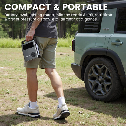 MUDIRO M-JC6 7000A Car Jump Starter with Air Compressor 150PSI PD65W Fast Charge 2 LED Lights Smart Display for Cars Motorcycles 10L Diesel Engines