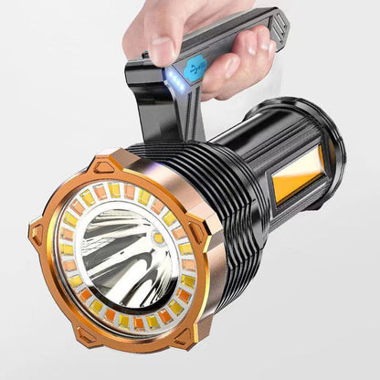 800LM LED+COB Handheld Flashlight Type-C USB Rechargeable Triple Light Source LED Searchlight Waterproof Floodlight Strong Spotlight