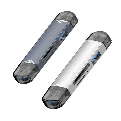 6-in-1 OTG Type-C&USB Card Reader with Flash Disk SD/TF Interface Multifunctional USB Adapter for Phone Laptop Computer