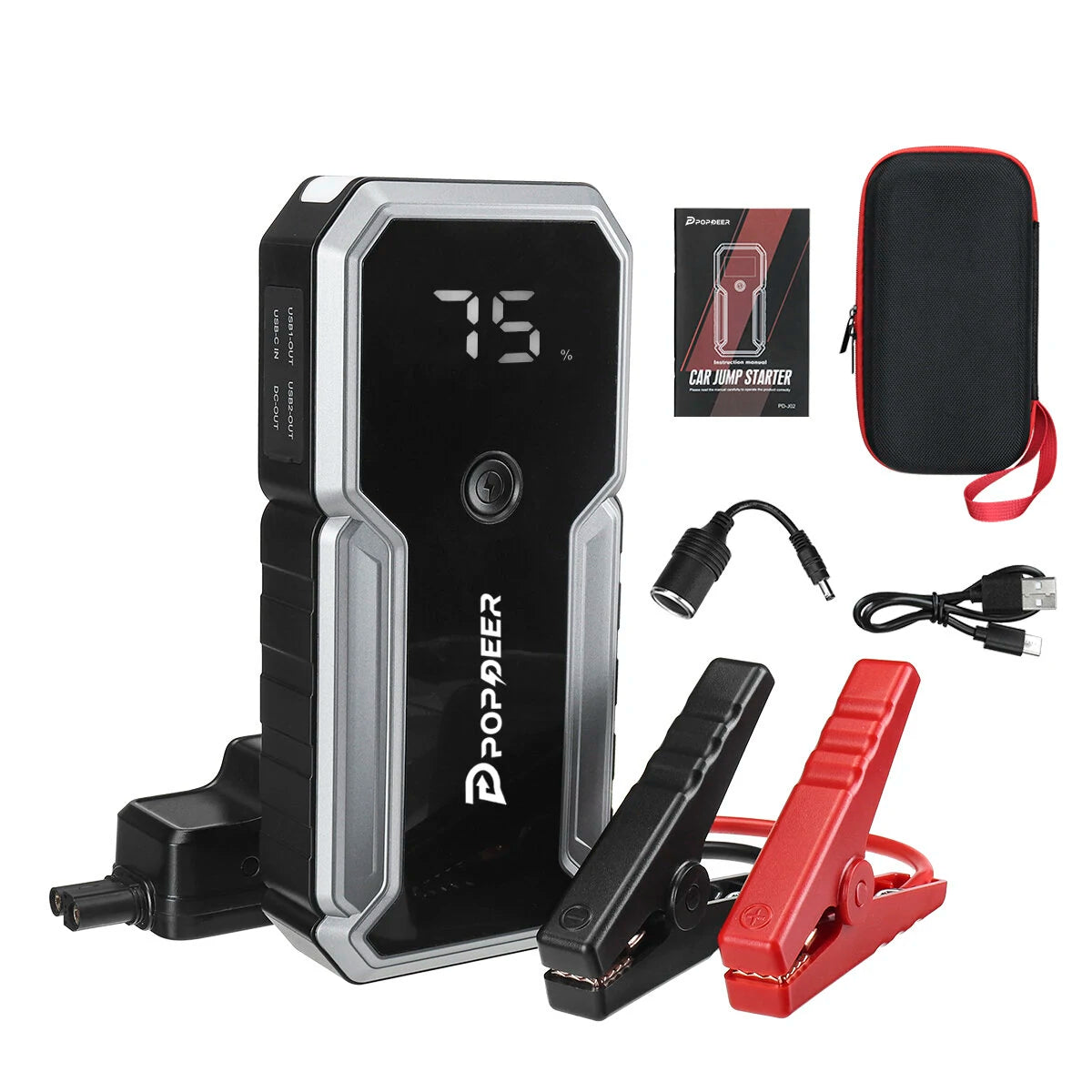 POPDEER PD-J02 3000A Jump Starter with QC 3.0 Fast Charging for 10.0 Gas/8.0L Diesel