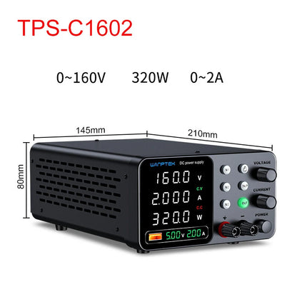 WANPTEK DC Power Supply TPS-C1203 0-120V 0-3A 360W 300W 150W Adjustable Regulated Power Supply USB Fast Charge Overcurrent Protection Digital Display
