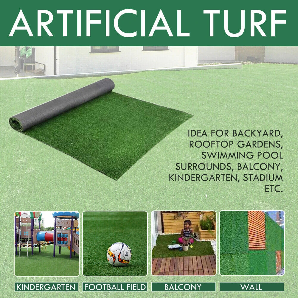 Premium Quality UV Resistant Artificial Grass Mat 15mm Thick Fire Retardant PP+PE Material Easy Clean Cut to Fit Indoor Outdoor Use Durable Lawn Decoration Green