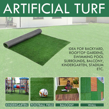 Premium Quality UV Resistant Artificial Grass Mat 15mm Thick Fire Retardant PP+PE Material Easy Clean Cut to Fit Indoor Outdoor Use Durable Lawn Decoration Green