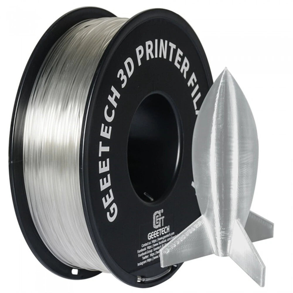 Geeetech PLA Transparent 3D Printer Filament 1.75mm 5kg/10kg High Precision Dimensional Accuracy Clog Free Bubble Free Eco Friendly Vacuum Packaging
