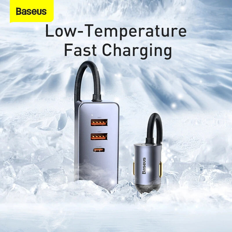 Baseus 120W Lighter Splitter QC 3.0 PD 3.0 USB Car Charger PD 20W Quick Charging For Iphone Car USB Socket Adapter