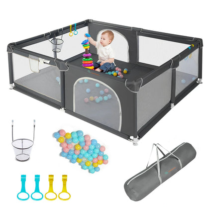 Comomy Sturdy Safety Play Yard Playpen w/ Soft Breathable Mesh Playard Activity Center