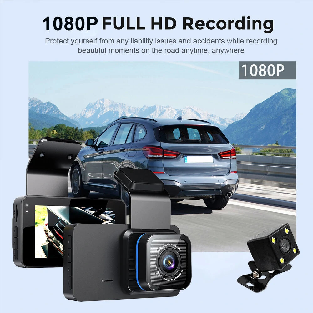 3 inch Front & Rear Dual-Lens Driving Recorder 1080P High Definition Built In WIFI 120 Car Dash Cam
