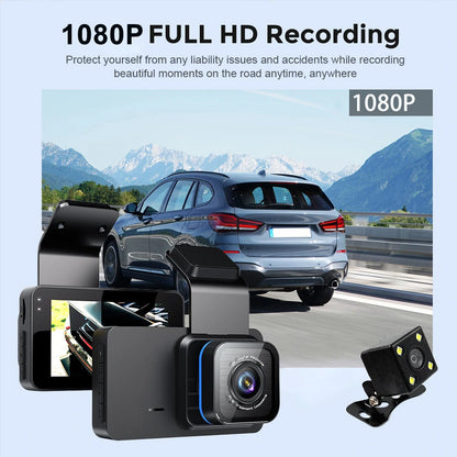 3 inch Front & Rear Dual-Lens Driving Recorder 1080P High Definition Built In WIFI 120 Car Dash Cam