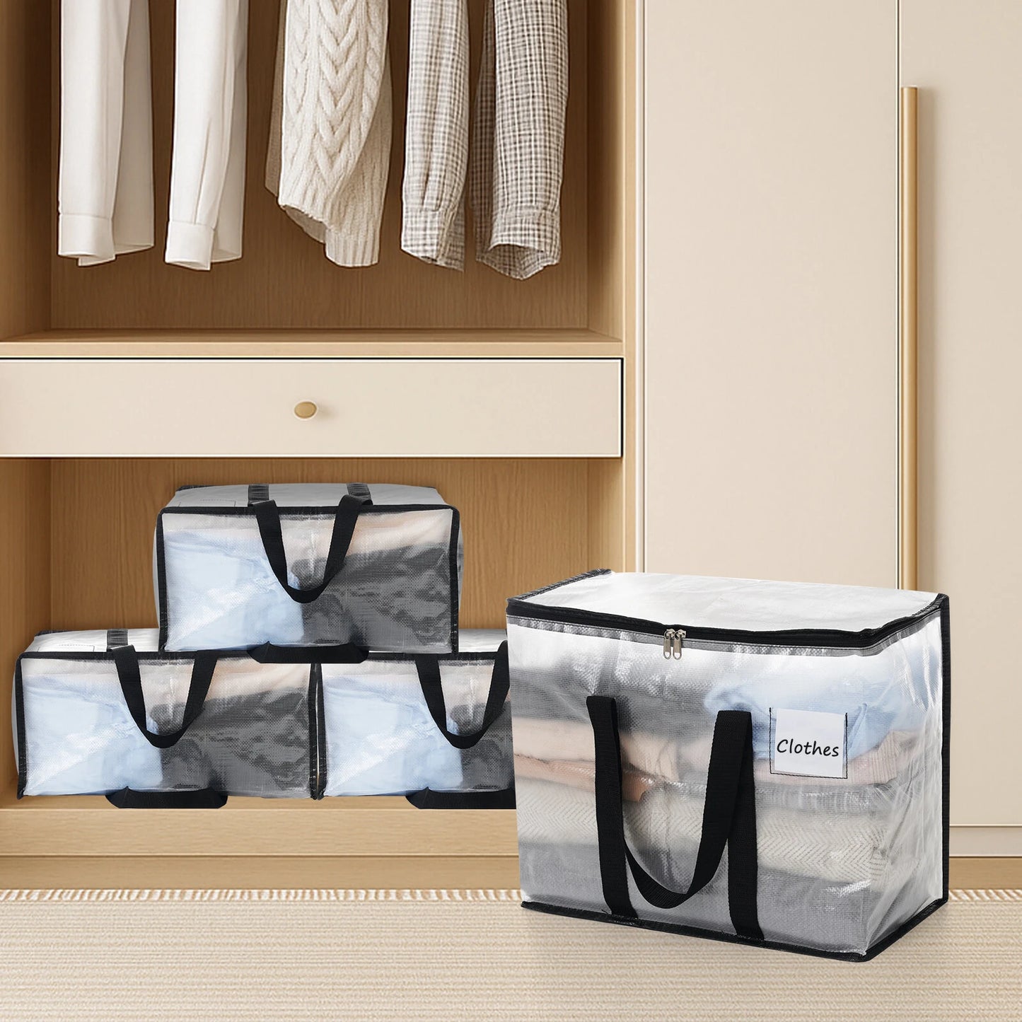 40L 4-Pack Storage Bag Organizer Set Space Saving Foldable Design Includes 38x24x8cm Packaging Lightweight